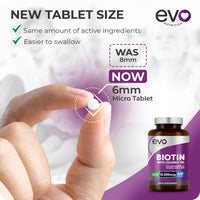 Biotin Hair Growth Supplement 12,000mcg with Coconut Oil | 400 High Strength Tablets for - 13 Month Supply Vitamin B7 Supports Normal Skin & Made in UK by EVO Nutrition