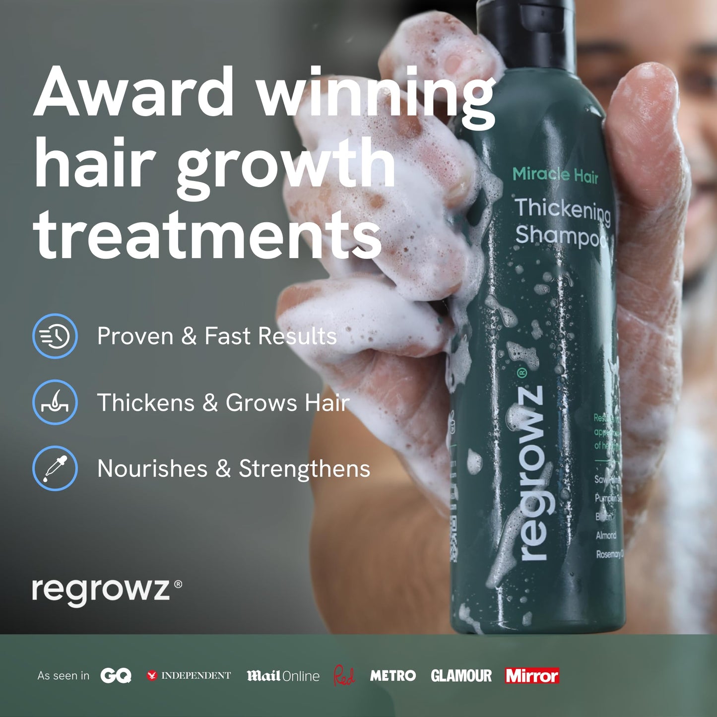 Regrowz Refresh & Balance Kit – Sulphate-Free Shampoo & Conditioner Set with Scalp Massager – Thickening Shampo, Volume Conditioner & Massage Brush, Scalp Treatment for Men & Women | Hair Care Bundle