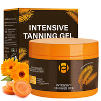 Muiefe Intensive Tanning Gel for Outdoor Sun, Natural Brown Tanning Accelerator Cream, Sunbed Tan Accelerator with Carrot Oil & Vitamin E, Sunscreen without SPF, Moisturizing Body Gel for Women Men, 150g