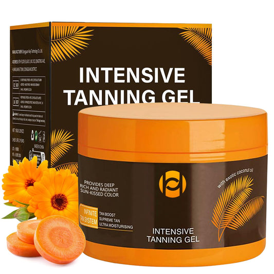 Muiefe Intensive Tanning Gel for Outdoor Sun, Natural Brown Tanning Accelerator Cream, Sunbed Tan Accelerator with Carrot Oil & Vitamin E, Sunscreen without SPF, Moisturizing Body Gel for Women Men, 150g
