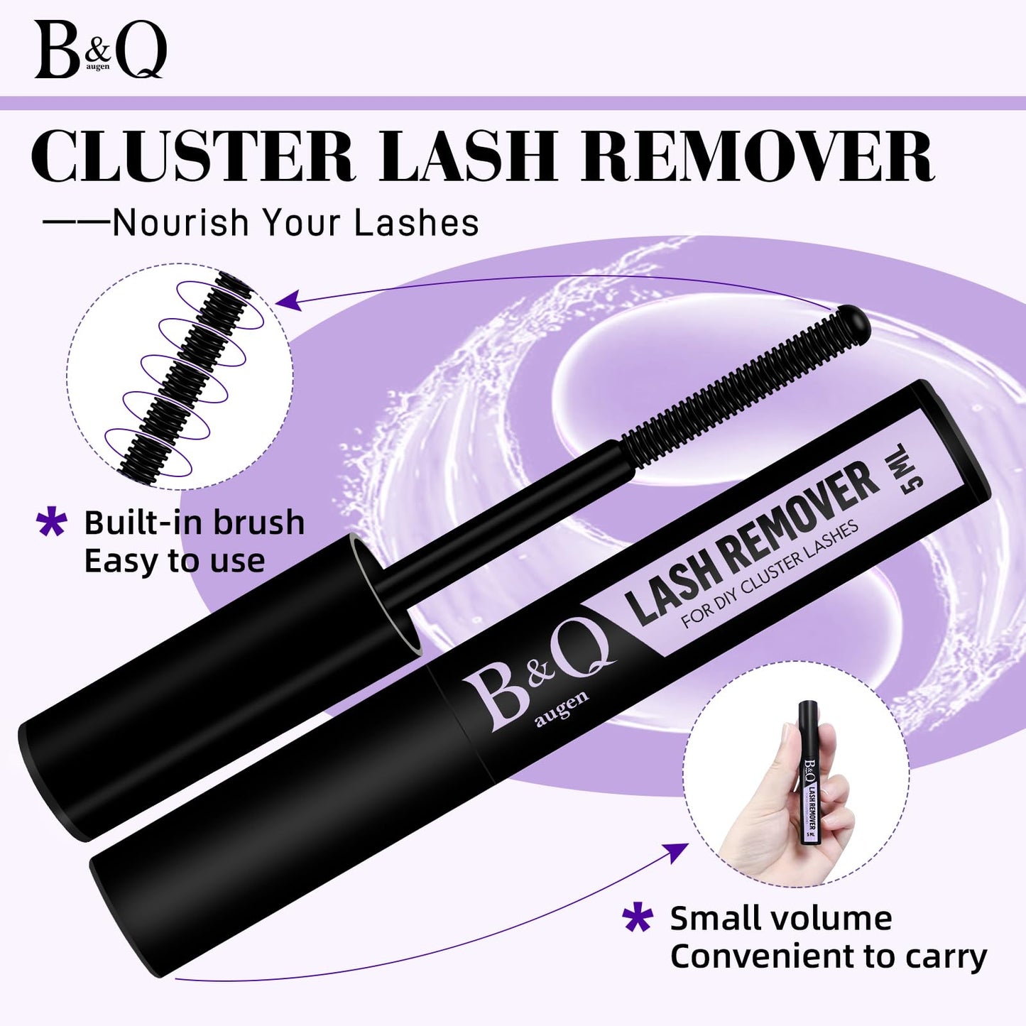 B&Qaugen B&Q Lash Remover 5ml Fast Dissolution Lash Glue Remover Low Irritation Eyelash Remover for Extensions Lash Bond and Seal Remover Eyelash Remover Individual Lashes（Remover 5ML）