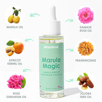 WildMint Marula Magic Natural Face Oil | Softening & Healing Marula Facial Oil for Sensitive, Dry, Mature & Menopause Skin | Reduces Redness & Irritation | UK Made Vegan & Cruelty-Free Skincare | 30ml