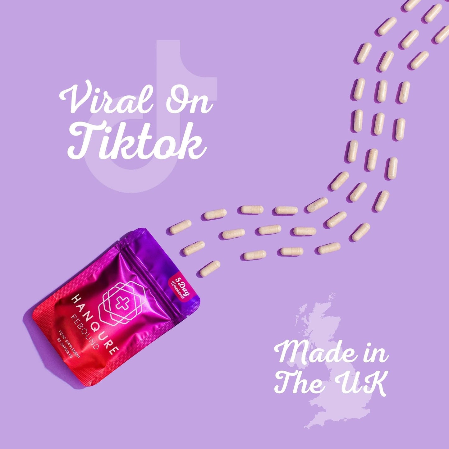 Hanqure Rebound, Includes Vitamin B1, B6, B12, & C + Magnesium and Rosemary Leaf Extract | Food Supplement, 20 Vegan Capsules, Made in The UK