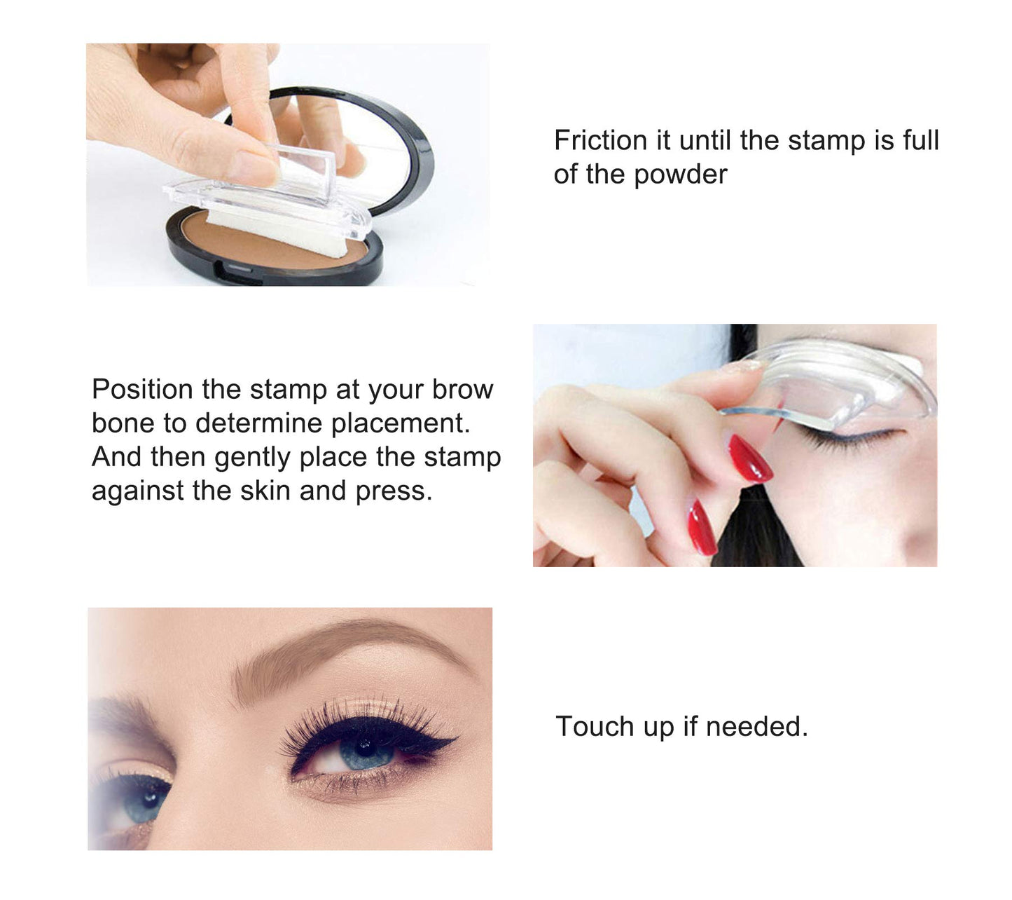 Boobeen Eyebrow Seal Stamp Powder - Waterproof 1 Second Make Up Nature Tinting Coloring Kit - Creates Natural Looking Brows for Makeup Beginners