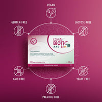 OMNi BiOTiC 10 AAD Kids | 20 sachets (50 g) | 10 Bacterial strains | 5 Billion Bacteria per Daily dose | Powder | with Inulin | Vegan | Gluten-Free | Lactose-Free | Halal | for Daily use