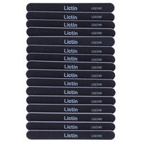 Lictin Pack of 16 Professional Nail Files Double Sided Emery Board (120/240 Grit)(Black)
