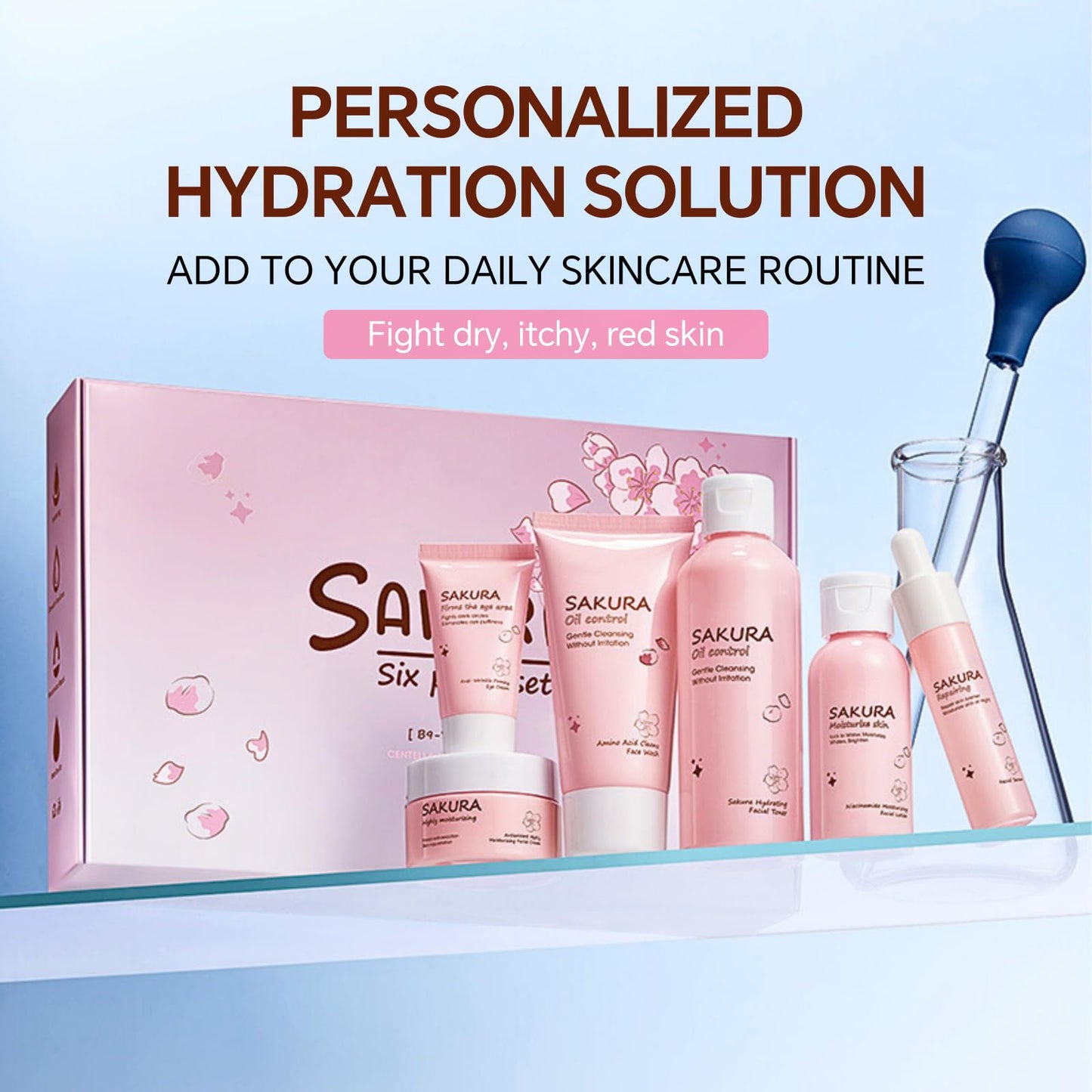 TBeautfave Skincare Set for Teenagers Girls, Cherry Blossom Skin Care Sets & Kits, Pamper Sets for Women Gifts, Girls Skincare Sets, Facial Kit, Cleanser&Toner&Serum&Lotion&Eye Cream&Moisturiser, 6PCS