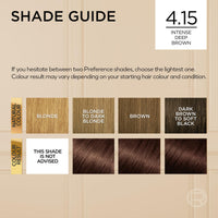 L'Oreal Paris Preference Hair Dye, Luminous Permanent Rich Hair Colour, Long Lasting Brilliance, Achieve Radiant, Salon-Inspired Results, Shade: 4.15, Caracas