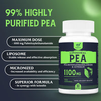 Liposomal Palmitoylethanolamide (Pea) 1100mg with Luteolin, Micronized Pea - High Purity, Super Absorption and Optimal Effectiveness, 60 Softgels (Pack of 1)