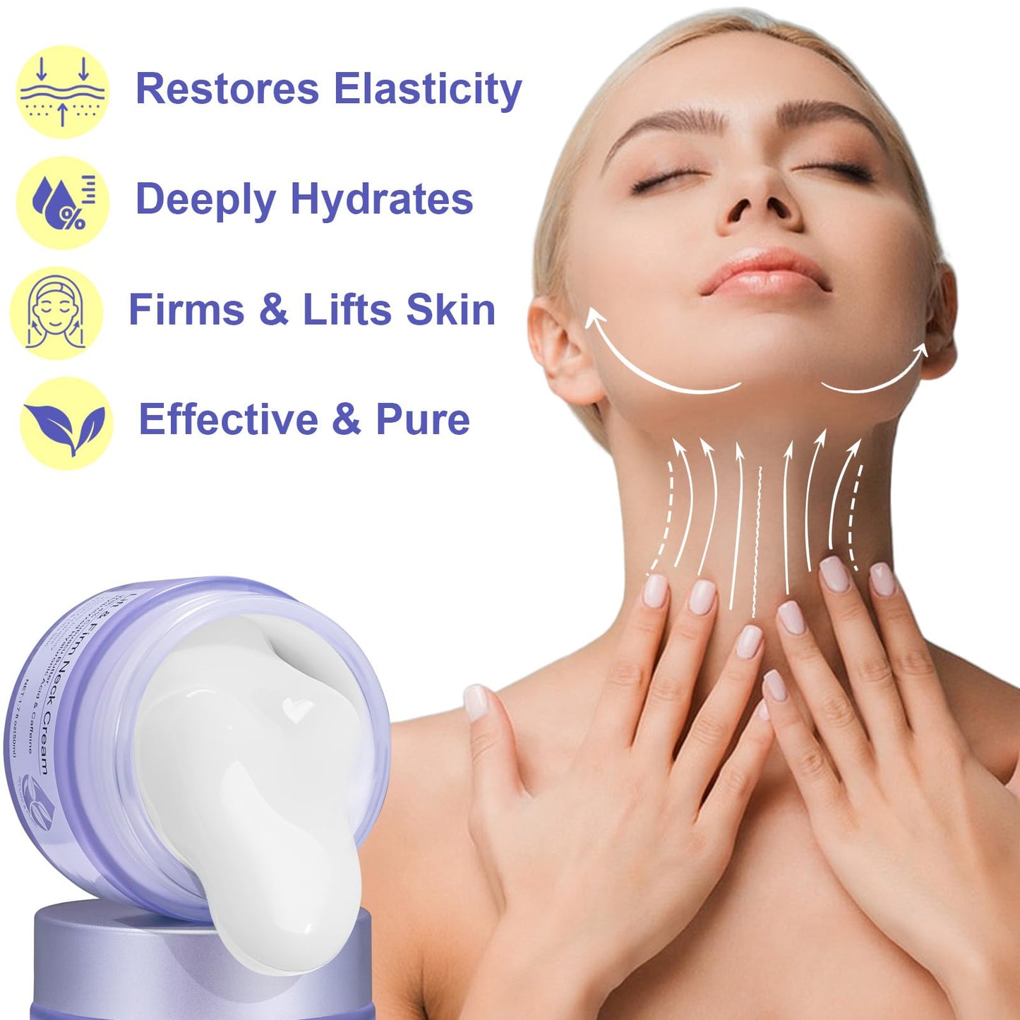 RoongDuuDll Neck Creams for Tightening and Firming, Neck Firming Cream, Tighten and Lift Neck Cream for Neck and Chest Firming, Smoothing Wrinkles & Fine Lines with Cupuacu Butter, Skin Tightening Cream for Body