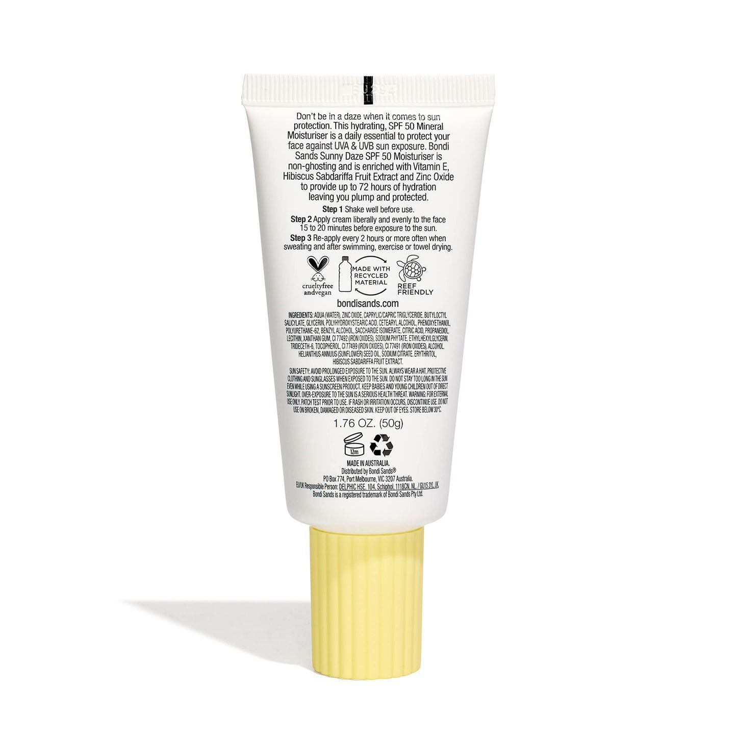 Bondi Sands Sunny Daze SPF 50 Moisturiser 50g| UVA & UVB protection, Vegan and Cruelty Free| 50G/1.76 Oz