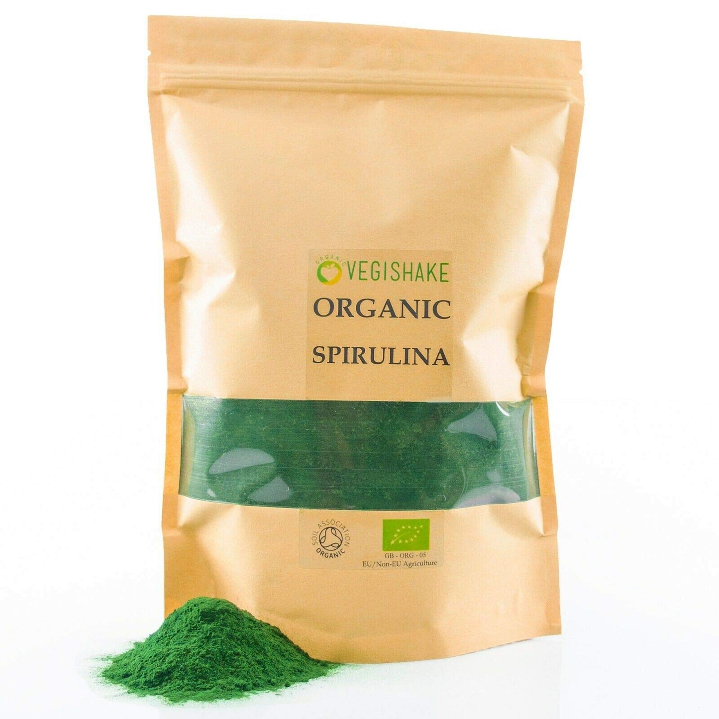 vegishake Organic Spirulina Powder High Grade Blue-Green Algae B Vitamins Omega 3 & 6 Minerals Antioxidants Vegan (500g)