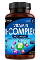 Vitamin B Complex - 365 Small Tablets (One Year Supply) High Strength All 8 B Vitamins B1-B2-B3-B5-B6-B12, Biotin, Folic Acid and Vitamin C - Reduction of Tiredness, Energy & Immune Support - UK Made