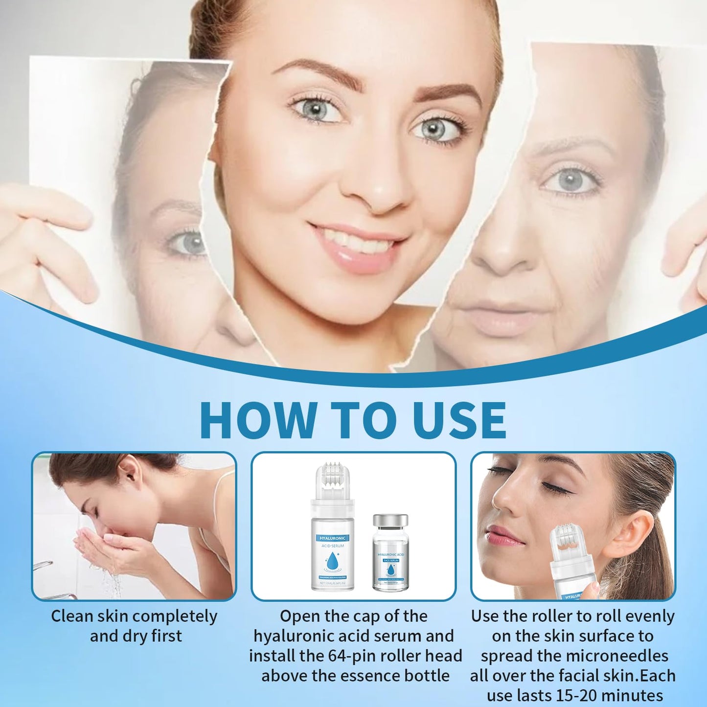 Leogony 5 PCS Serum Micro Infusion Facial System with Roller, Micro Infusion Facial System for Lips for Repair Skin Deep Nourishmen