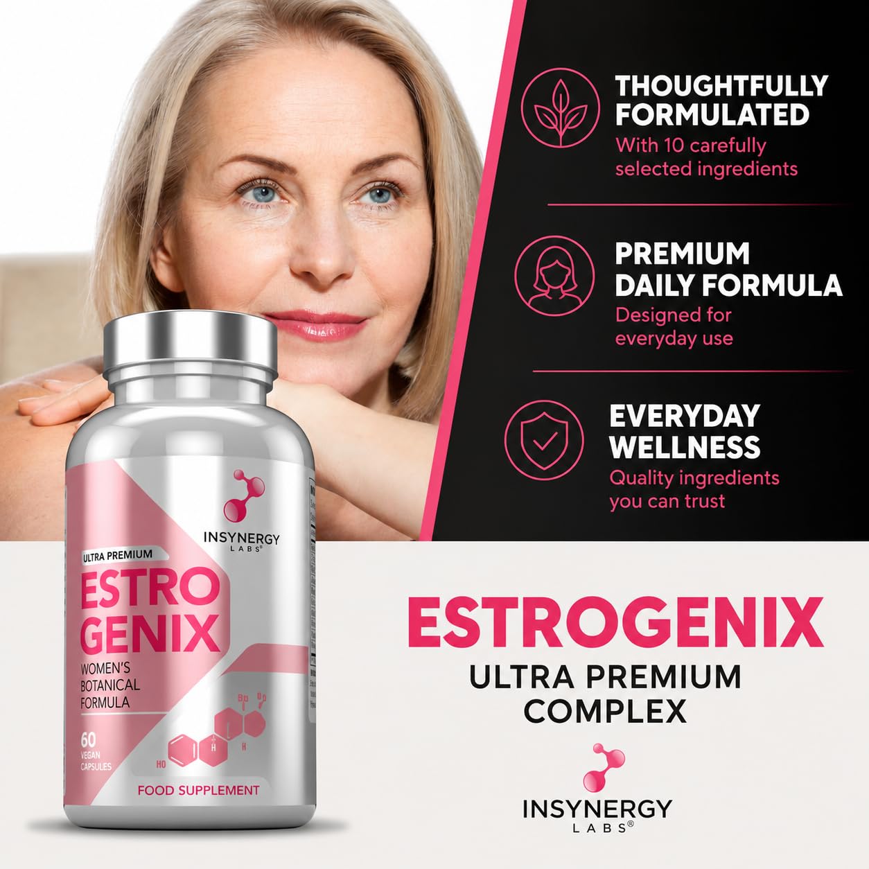 Insynergy Labs EstroGenix – Estro Balance Tablets for Women High Strength Estro Complex Supplement, 60 Vegan Capsules