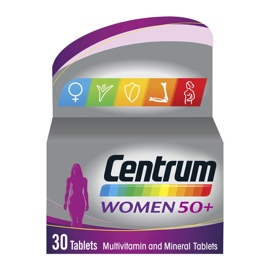 Centrum Women 50+ Multivitamin & Mineral Tablets, 24 essential nutrients including Vitamin D, Complete Multivitamin Tablets, 30 tablets