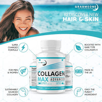 Premium Marine Collagen Supplements for Women, Ultra Potent Marine Collagen Capsules with Hyaluronic Acid and 1500mg Collagen Peptides per Serving to Support Joints, Hair, Skin, Nails & Bones