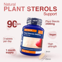 Zipvit Plant Sterols High Strength 2400mg, 90 Vegan Tablets, Supports Maintenance of Normal Blood Cholesterol, Vegan and Vegetarian Friendly