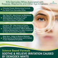 NOVEHA Demodex Eyelid & Lash Wipes | Box Of 60 Individually Wrapped Extra Strength Cleansing Eyelash Wipes - Battle Itchy & Irritated Eyes associated with Demodex Mites, Naturally Remove debris