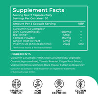 LOVE LIFE SUPPLEMENTS Curcumin 95 Advanced, 60 Capsules, High Strength Curcumin (The Active Component of Turmeric) with 95% Curcuminoids + BioPerine® (Black Pepper Extract), Vitamin D, Tomato and Ginger Root, GMP Approved