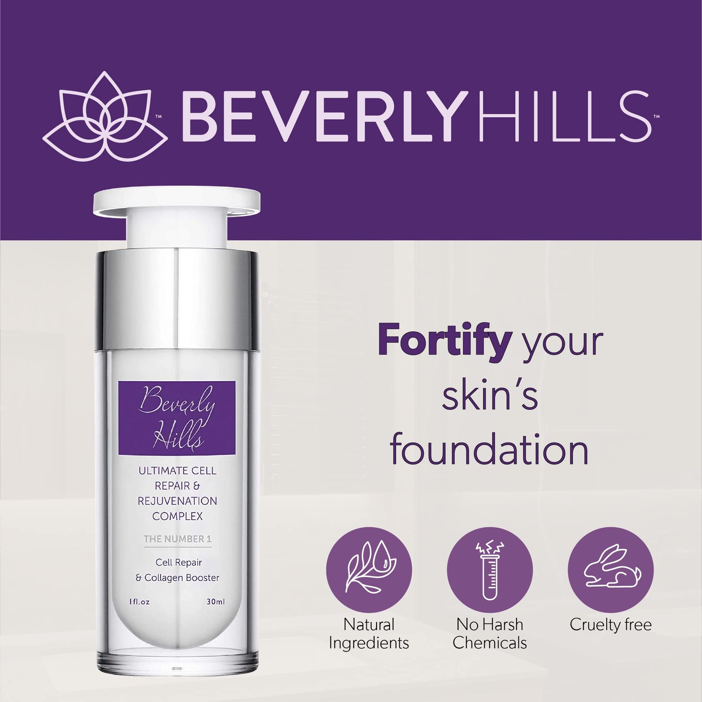 BEVERLY HILLS Anti Aging Collagen Face Cream with EGF & Multi Peptide for Wrinkle Repair & Skin Rejuvenation, Anti Ageing Cream for Cell Repair & Collagen Production for Men & Women, 60Day Supply 30ML
