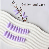 SXVME Lilac False Nails Medium, Acrylic Press on Nails Almond Solid Color Full Cover Fake Nails Medium Stiletto Stick on Nails for Women DIY Nail Art 24 Pcs
