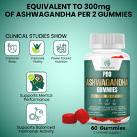 ProNutriWorld Ashwagandha & Chamomile Gummies High Strength Root Extract | Natural Stress Relief & Better Sleep Botanical Blend with Vitamin B6 & Lavender - 60 Two-a-Day Gummies | Mango Flavour