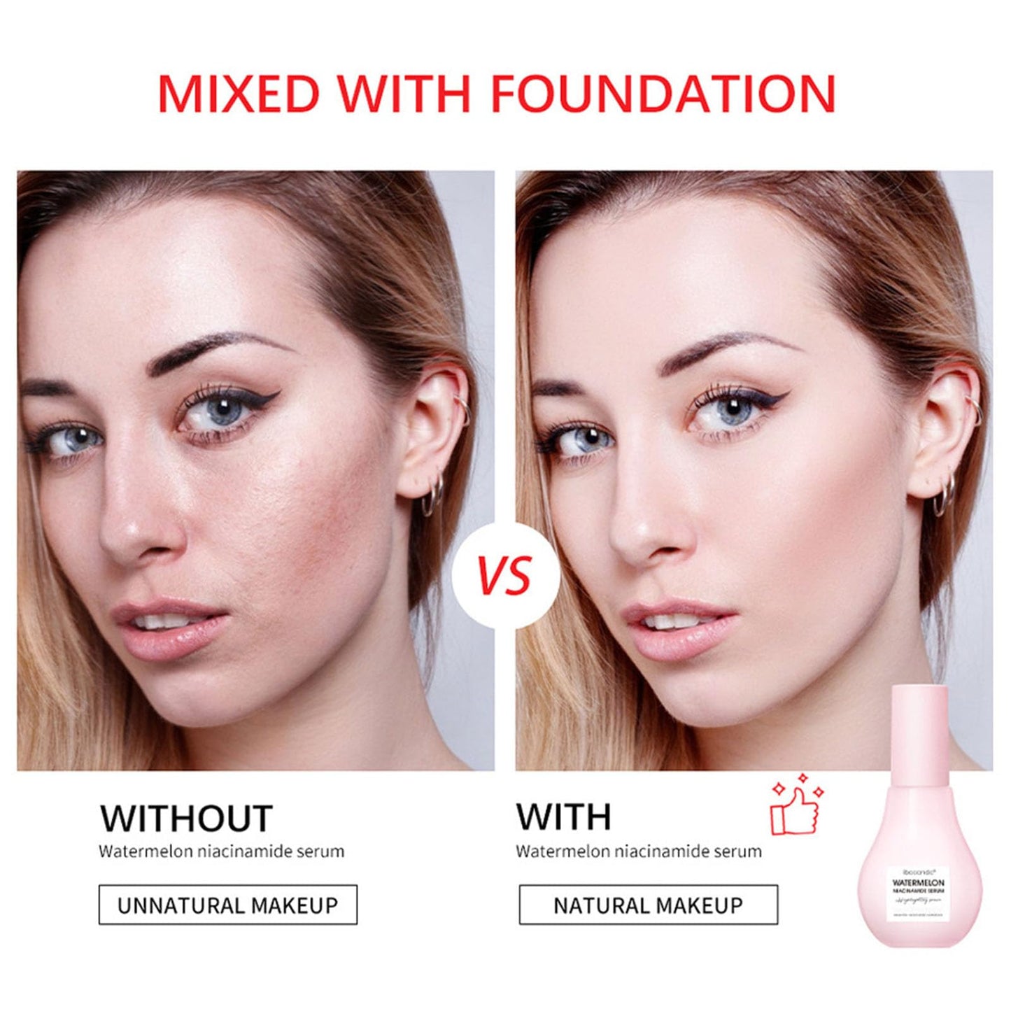 Grospe Watermelon Niacinamide Serum Moisturising Glowing Skin Tightens Pores Mixed with Foundation Makeup Primer Cream Watermelon Serum 60ml