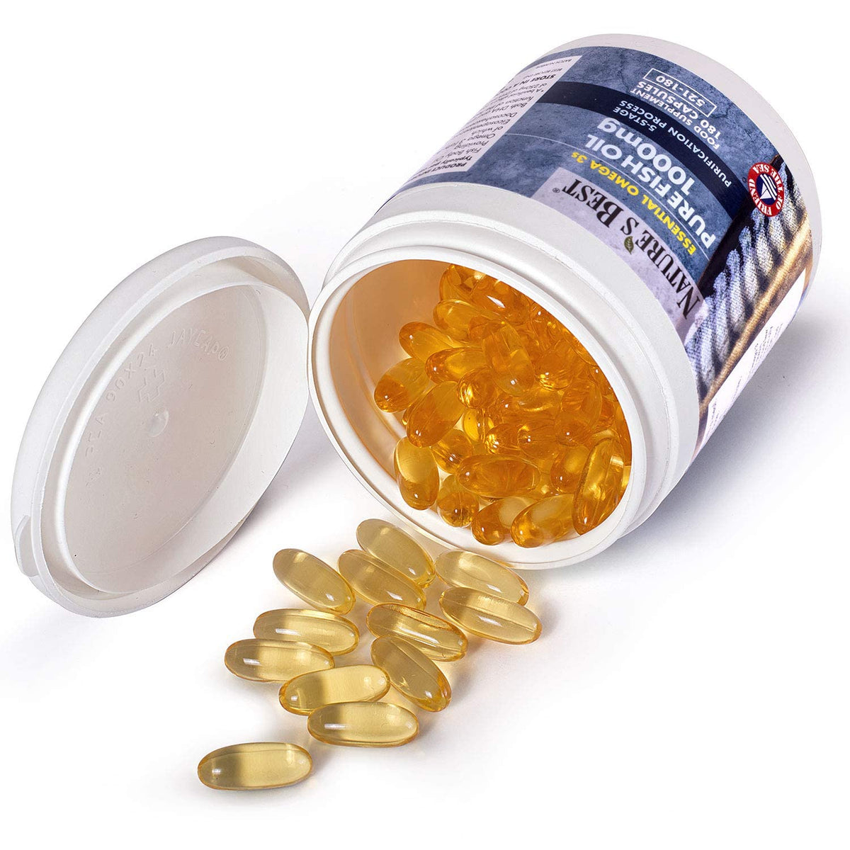 NATURE'S BEST Pure Fish Oil 1100/1000mg | 180 Capsules | One-A-Day | Essential Omega 3 Fish Oil 1000mg | High Level of EPA & DHA | Premium Grade | 5-Stage Purification Process | UK Made… (180, 1000)