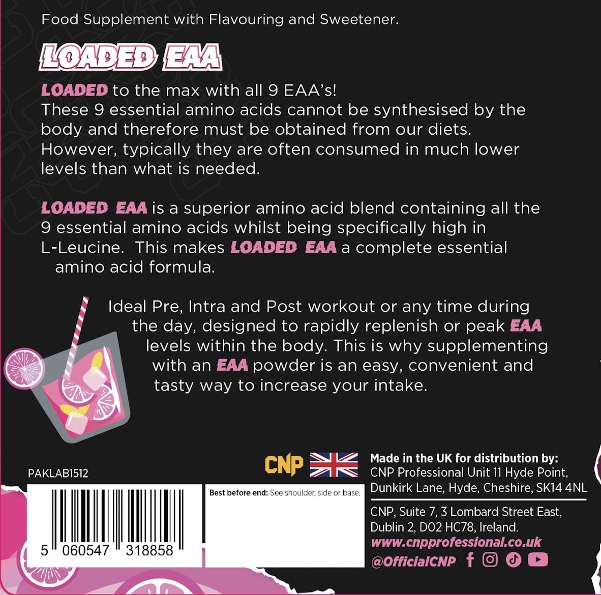 CNP Professional Loaded EAAs, Essential Amino Acids, BCAAs, Muscle Repair & Recovery Powder, 300g / 100g and 30/10 Servings, 12 Delicious Flavours (Pink Lemonade, 300g)