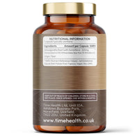Time Health Ashwagandha - 10% Withanolides - Maximum Strength - Maximum Benefits - UK Manufactured - Zero Additives - Pullulan (120 Capsules)