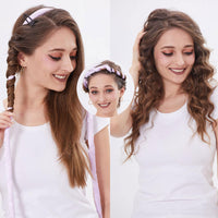 LunarCharm Heatless Curling Headband, Curlers without Heat with Small Hairpin, Overnight No Heat Curls with Thin Sleep Curlers, Pink