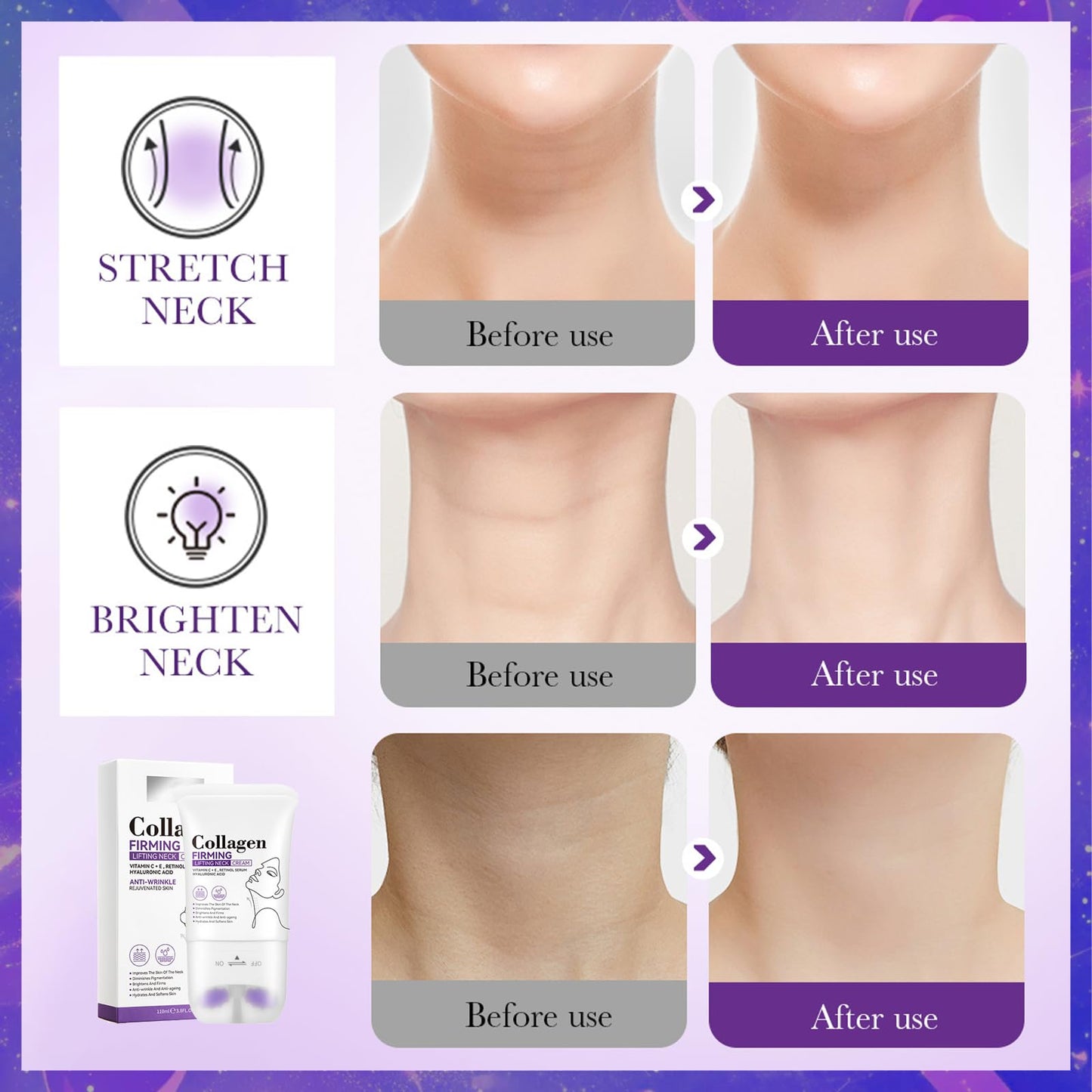 Neck Creams for Firming Roller, Tightening & Moisturizing Reduce Wrinkles Fine Lines, Anti Aging and Anti-Wrinkle Neck Moisturizer for Gifts Older Women Daily Care (110ml)