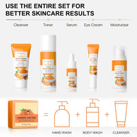 Turmeric Skincare Set - Skin Care Sets & Kits For Brightening,Exfoliating,Clearing Blackheads,Naturally Moisturizing - Birthday Gifts For Women - Skincare Gift Set Ingredients Vitamin C & Turmeric