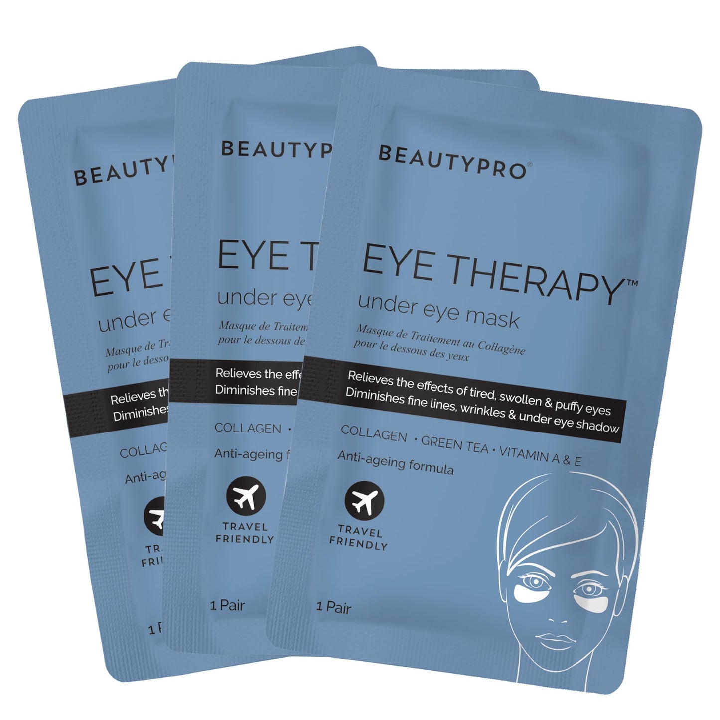 BeautyPro BEAUTYPRO EYE THERAPY Under Eye Gel Patches Natural Green Tea Extract Pads Collagen Skincare Masks for Puffy Eyes Dark Circles & Wrinkles Vegan 3 Pairs Multi Award Winning Brand