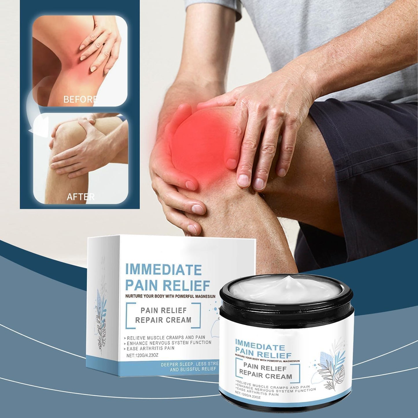 DEJIN Magnesium Cream – Joint, Muscle & Nerve Comfort | Magnesium Gel, Balm, Butter | Foot, Leg & Body Cream | Nerve, Neuropathy, Sciatica Support | Relaxing Knee Joint Cream | Lightweight, Non-Greasy