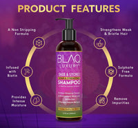 Blaq Luxury Sage & Lychee Repair and Strengthen Shampoo - Revitalizes Your Hair with infused Biotin and Nettle - Sulfate-Free Formula for All Hair Typ...