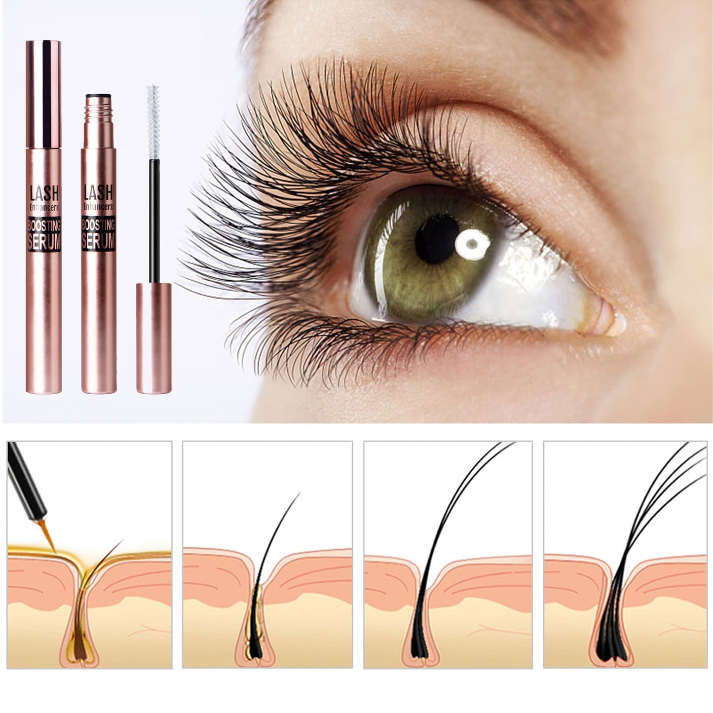 DMQ Eyelash Serum for Growth, Eyelash Growth Serum Eye Lash Growing Serum Brow Enhancer Eyelash and Rapid Eyebrow Growth Serum,Organic Eyelash Growth Serum for Healthier Longer Lashes (2PCS)