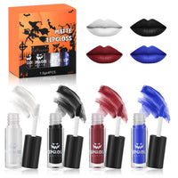 Allony Halloween Lipstick, Black/white/Red/Blue Lipstick Halloween, Goth Makeup Set, Black Lipstick Matte, Matte Lip Gloss Set for Halloween, Christmas, Dance Drama, Parties