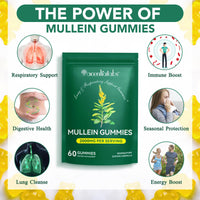 XAYGHE Mullein Gummies 2000mg for Lungs -Mullein Leaf Extract for Lungs Cleanse & Detox, Respiratory Health Gummies, Digestive Support, Immune Booster 60 Count
