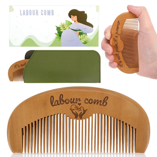 Kaempe Labour Birthing Comb, Wooden Birth/Wave Comb, Labour/Postpartum Essentials, Perineal Massage Tool, Hospital Bag Essentials, After Birth for Mum