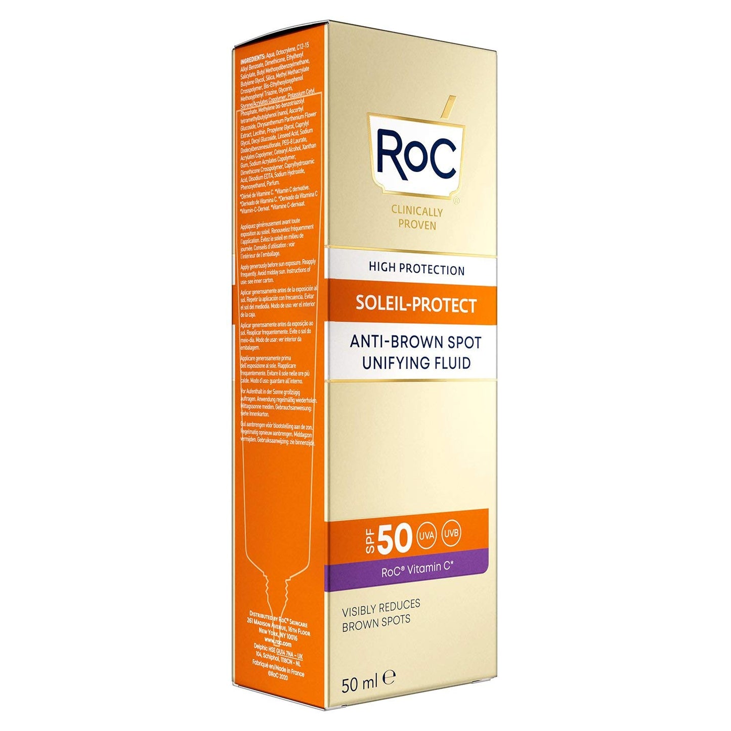 RoC Soleil-Protect Unifying Fluid Anti-Brown Spots SPF50 - Face Sunscreen - 50 ml