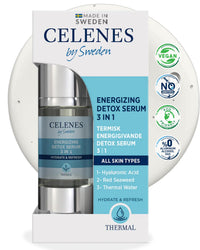 Celenes By Sweden Celenes by Sweden Thermal Energizing Detox Serum 3-in-1 - Hyaluronic Acid, Red Algae & Natural Thermal Water for Hydration and Protection - Suitable for Sensitive Skin - 30ml