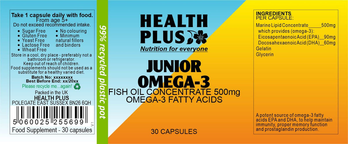 Health Plus Junior Omega-3 500mg (18:12)
