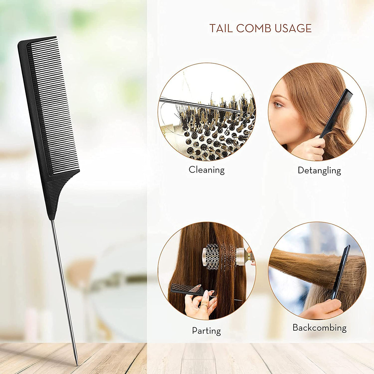 AIMIKE Round Brush, Nano Thermal Ceramic & Ionic Tech Hair Brush, Small Round Barrel Brush with Boar Bristles for Blow Drying, Styling, Curling and Shine (2.4 inch, Barrel 1.3 inch) + 4 Free Clips