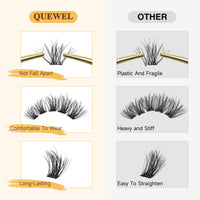 QUEWEL Lash Clusters 72Pcs Eyelash Clusters 12mm 3D DIY Lash Extensions Soft and Fluffy Cluster Lashes Easily Create Natural Effects At Home(LTM01-12mm)