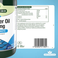 Natures Aid Cod Liver Oil 1000mg Softgels – High Strength Omega-3 Fish Oil with Vitamins A & D – Supports Immune System, Heart Health, Brain, Vision, Joints – Non-GMO – 180 Capsules