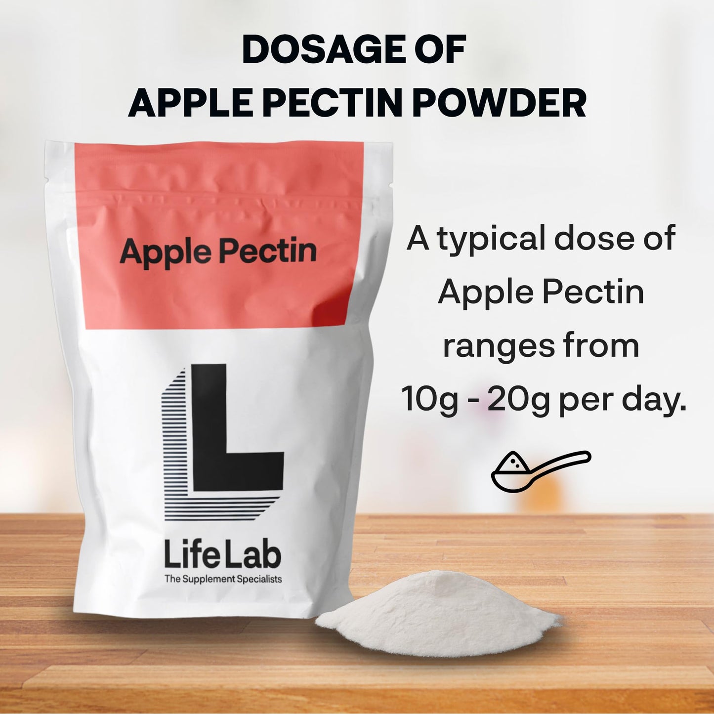 Blackburn Distributions LifeLab Supplements Apple Pectin Powder, 100g - High Fiber Source, Digestive Support, Immune Boost - May Helps to Nourish Your Body Naturally