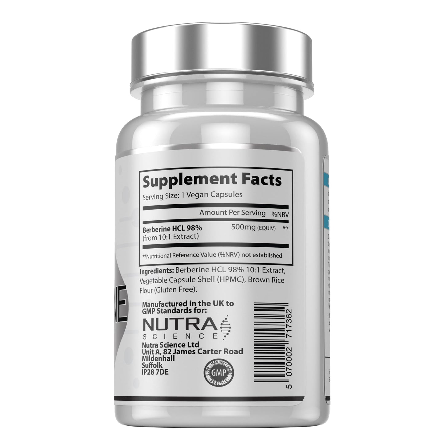 Nutra Science Berberine Supplement (98% Purity) Advanced Berberine High Strength 500mg, 60 Natural Berberine Capsules Vegan Tablets