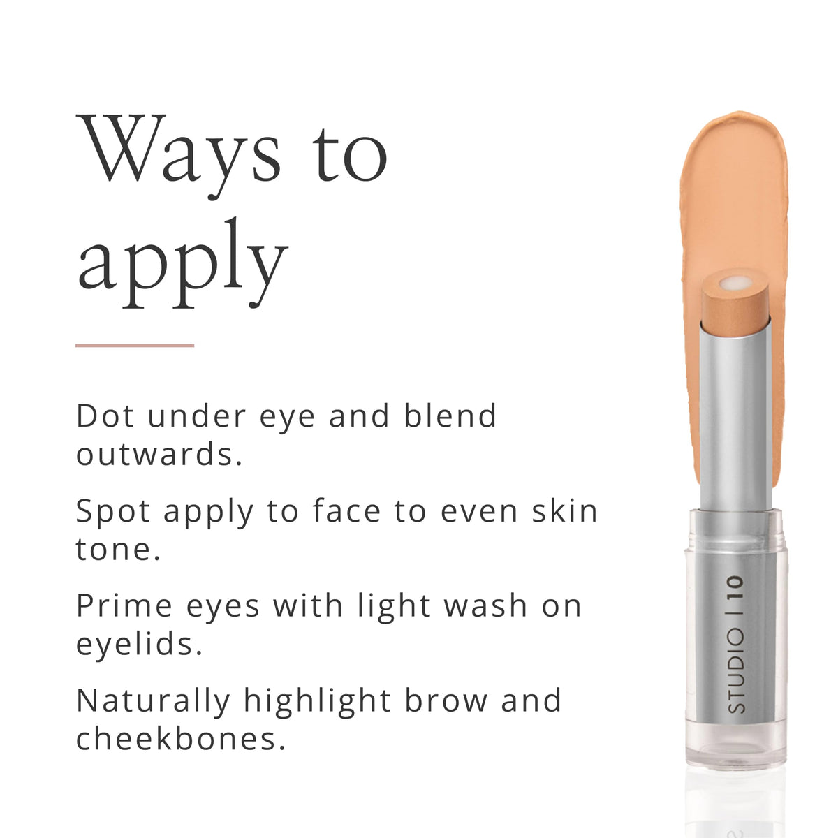 Studio10 Dual Ended Under Eye Corrector & Brightener – Light Shade, Peach Toned Dark Circle Concealer with Hydrating Skincare for Mature Dry Skin